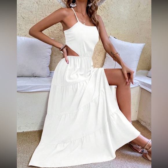 Boho crisscross tie open back cutout maxi dress - Picture 3 of 7